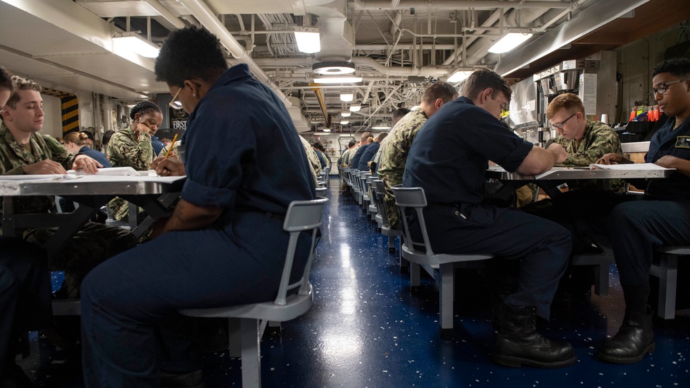 Nimitz Sailors Take E-5 Advancement Exam