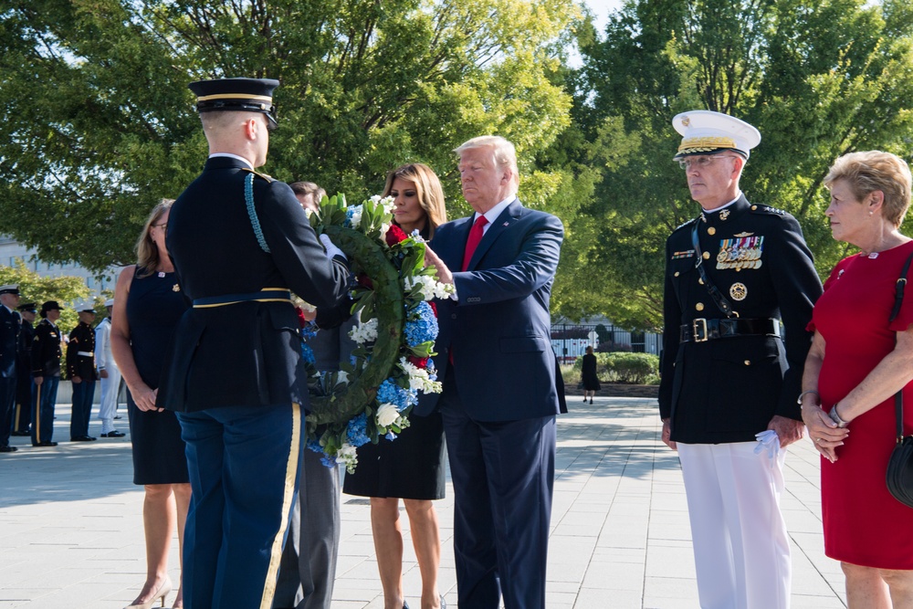 POTUS Trump and First Lady Melania Trump Lay Wreath at Pentagon 9/11 Observance