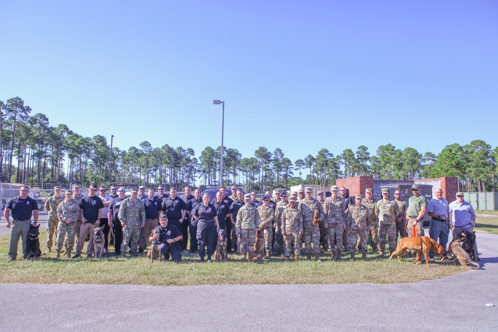 Law Enforcement, Army, Navy, Air Force Participate in Army Reserve K9 Casualty Training