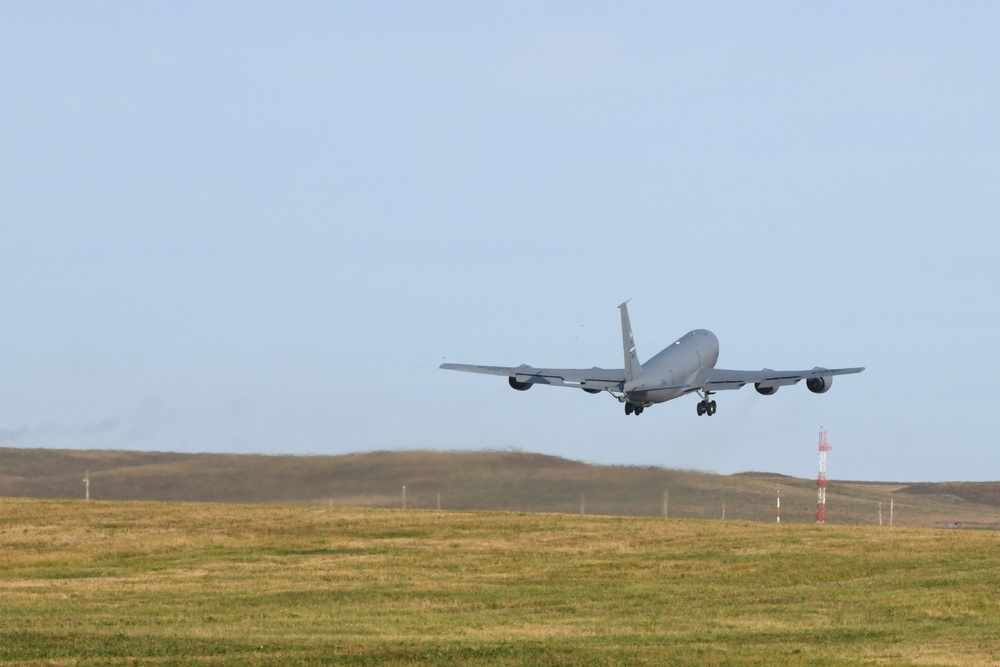 KC-135, B-1B Bomber take off at Ellsworth AFB