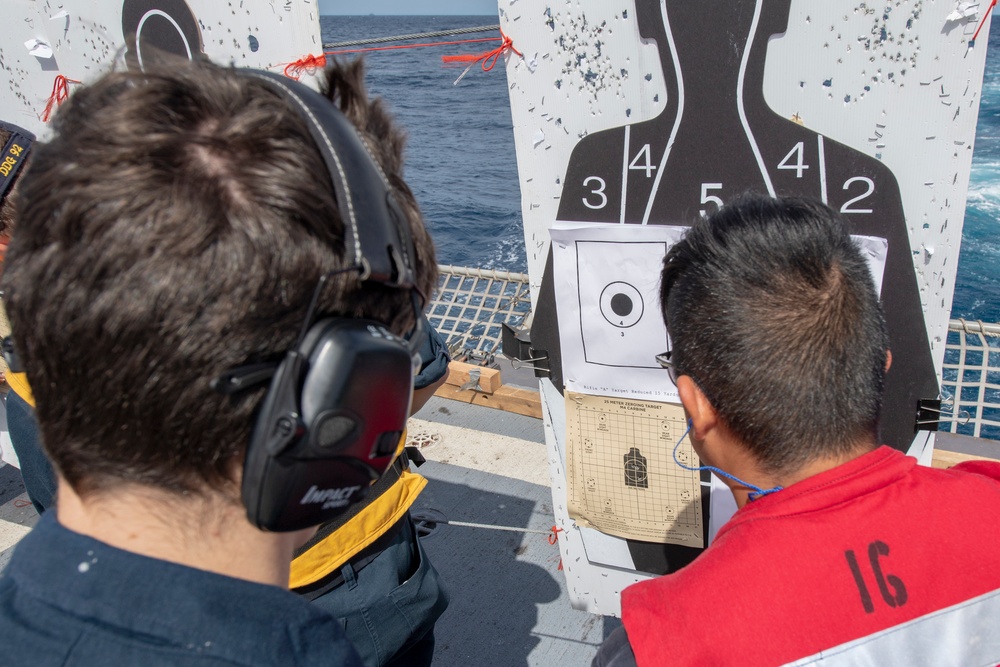 USS MOMSEN Conducts Live Fire Gun Shoot at Sea