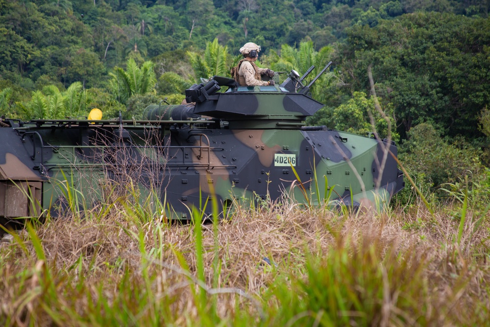 US Marine provides security for the safe delivery of humanitarian aid during training exercise in Brazil