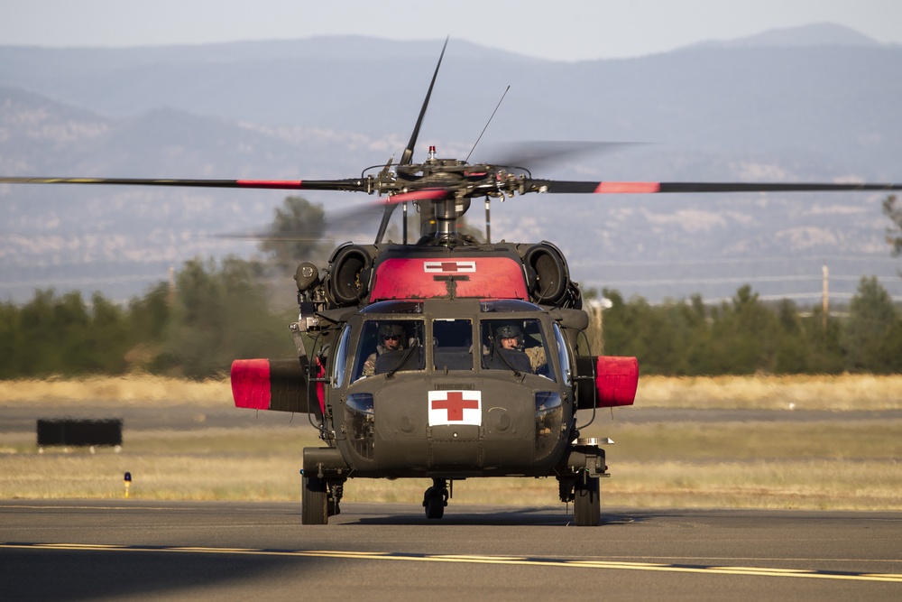 Cal Guard helicopters return from Red Bank Fire