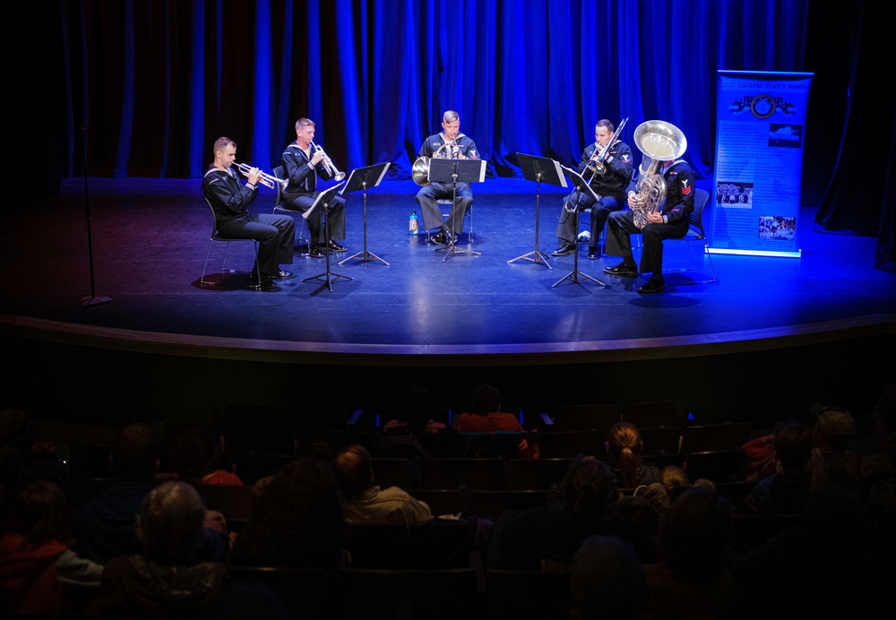 PACFLT &quot;Harbor Brass&quot; quintet performs in Cordova, Alaska.