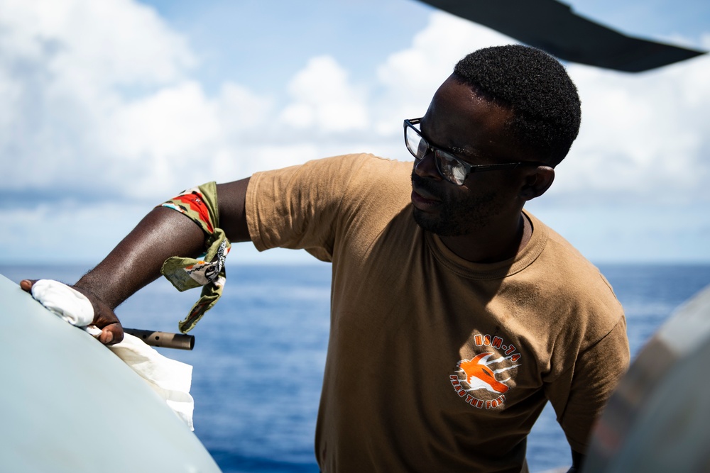 Sailors Aboard USS San Jacinto Conduct Pre-Flight Checks