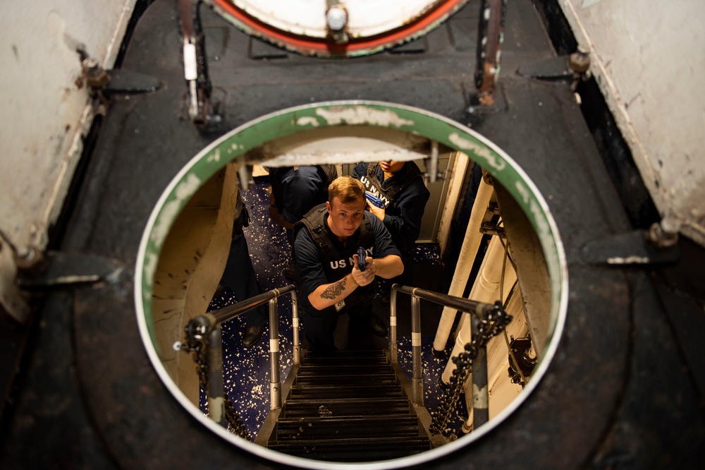 Sailors Aboard USS San Jacinto Conduct Weapons Training