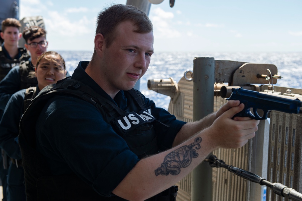 Sailors Aboard USS San Jacinto Conduct Weapons Training