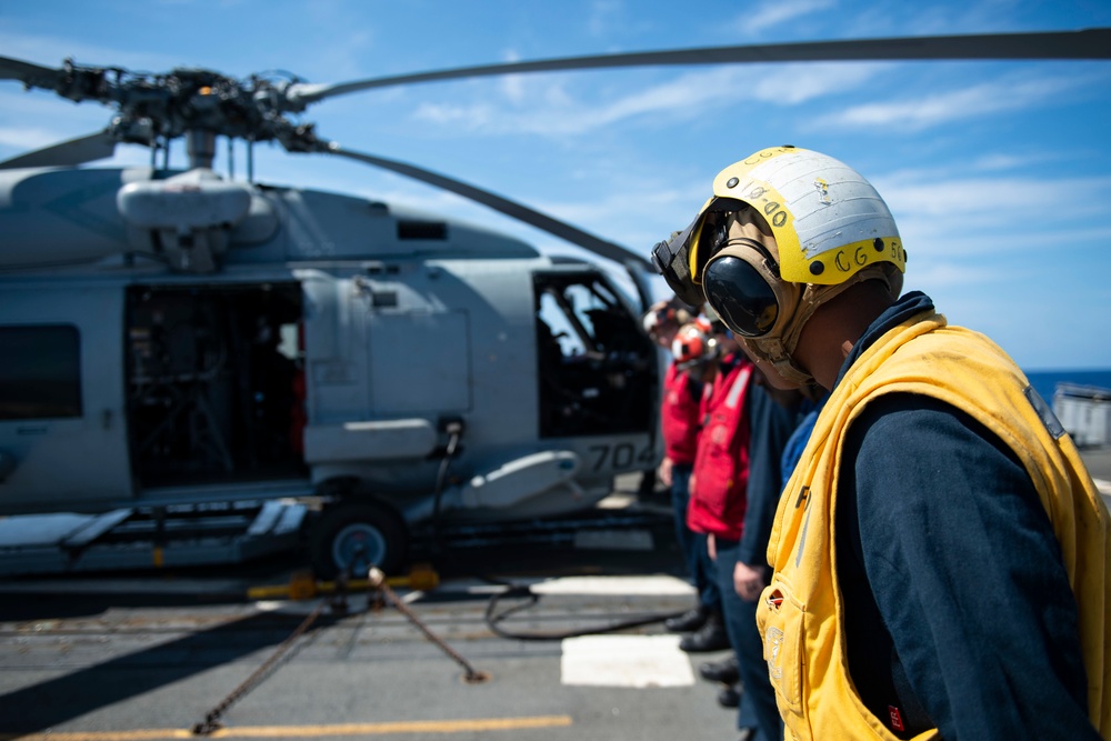 Sailors Aboard USS San Jacinto Conduct a FOD Walkdown