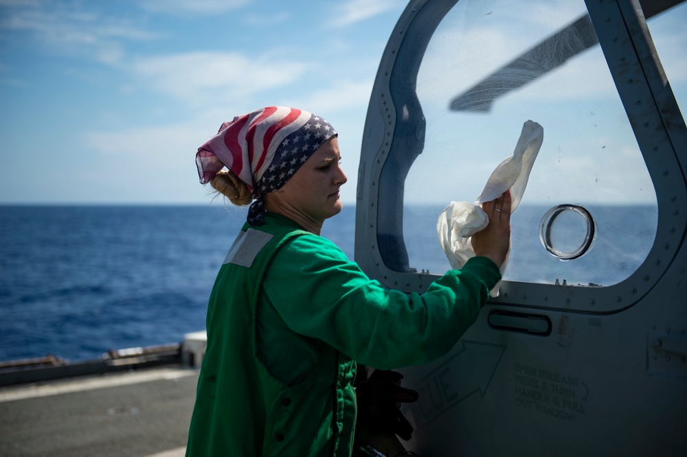 Sailors Aboard USS San Jacinto Conduct Preflight Checks