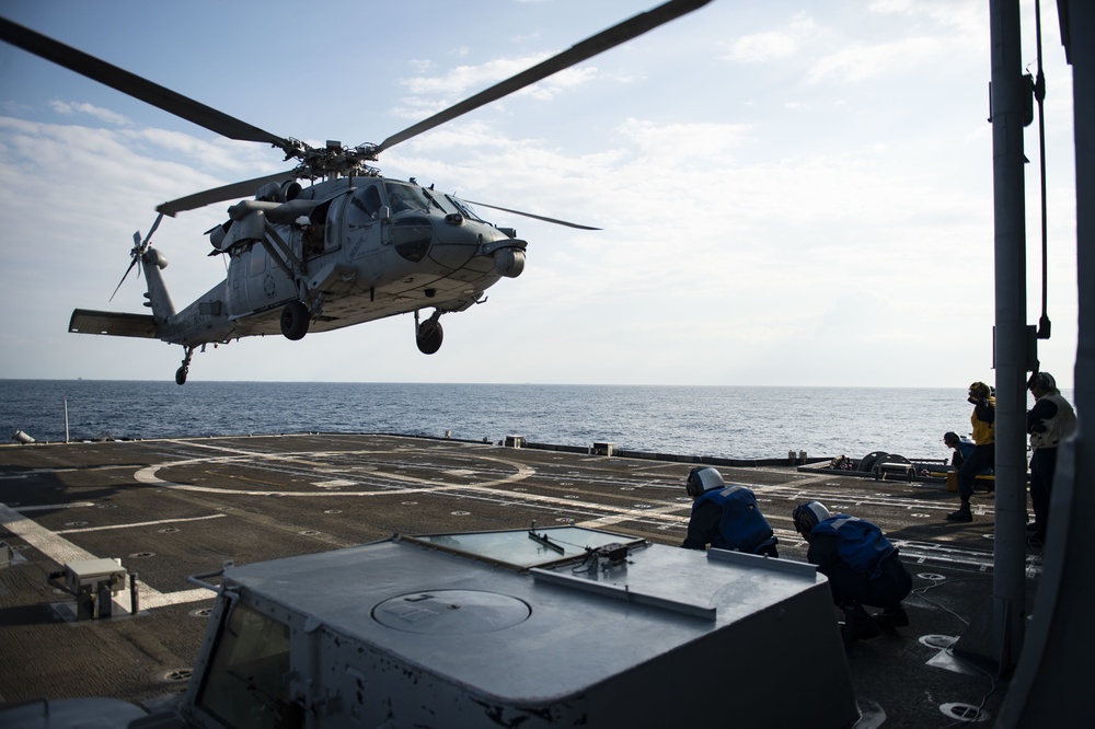 Helicopter Landing Aboard USS San Jacinto