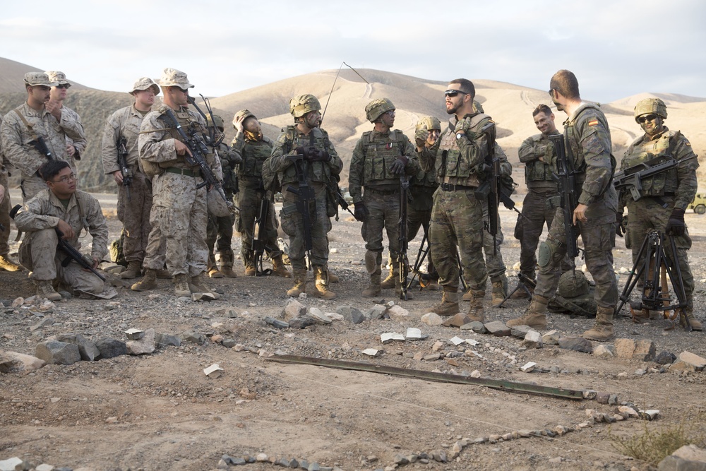 Marines, Spanish Soldiers execute fire and maneuver exercise