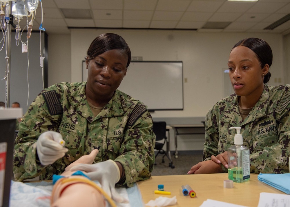 Hospital Corpsman Practice Drawing Blood