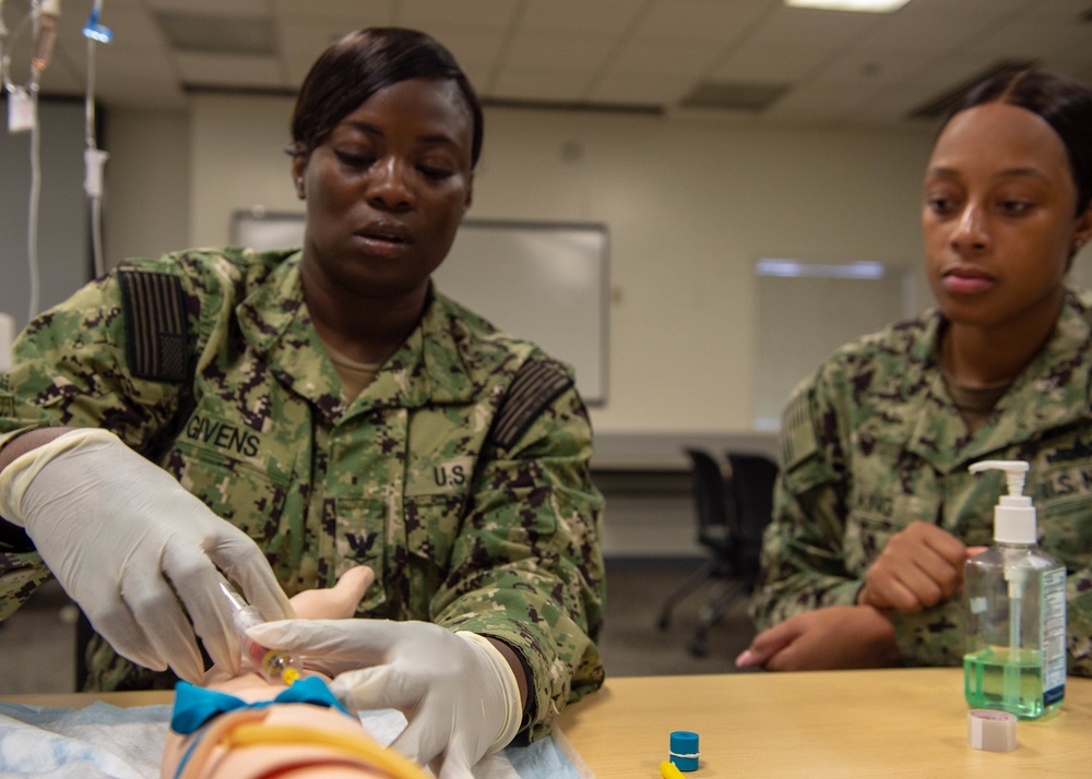 Hospital Corpsman Practice Drawing Blood