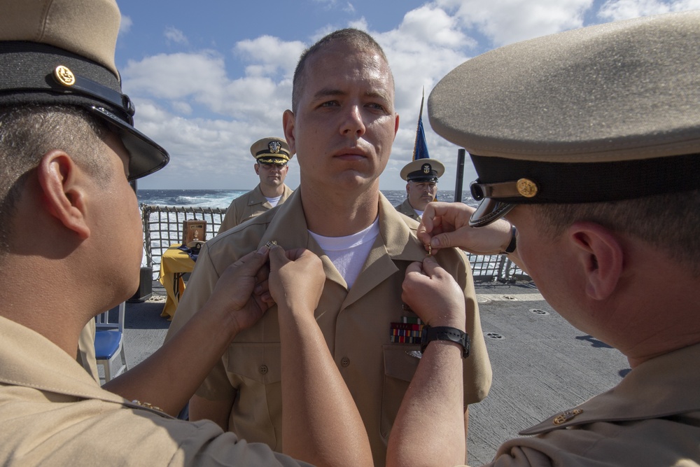 USS MOMSEN Hosts Chief Pinning out at Sea