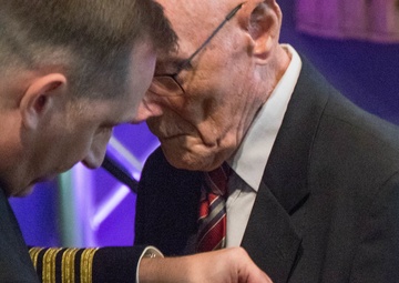 WWII Dutch civilian volunteer receives the Civilian Award for Humanitarian Service medal