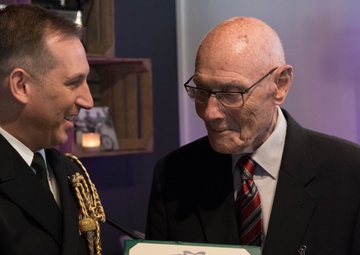 WWII Dutch civilian volunteer receives the Civilian Award for Humanitarian Service medal