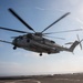 A CH-53E Sea Stallion prepares to land Aboard USS Somerset
