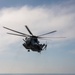 A CH-53E Sea Stallion prepares to land Aboard USS Somerset