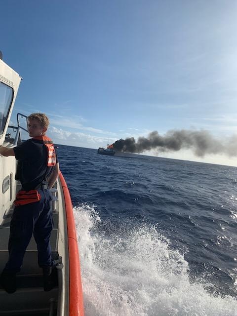 Coast Guard rescues 7 mariners from vessel on fire off Oahu