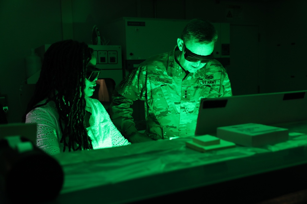 Lieutenant Gen. Terry Ferrell Tours the Forensic Exploitation Laboratory on Camp Arifjan