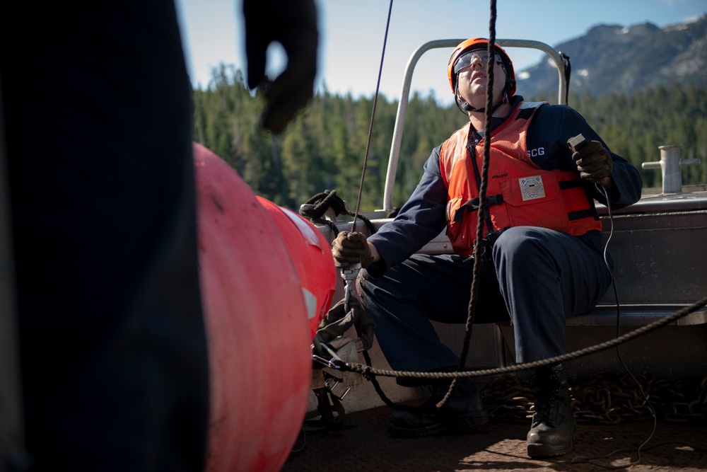 Coast Guard Aids-to-Navigation Team San Francisco works aids in Lake Tahoe