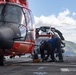 An MH-65D is Chained and Chocked on the flight deck of USS Somerset