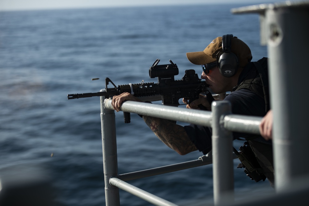 Sailors Aboard USS San Jacinto Conduct a Live-Fire Exercise