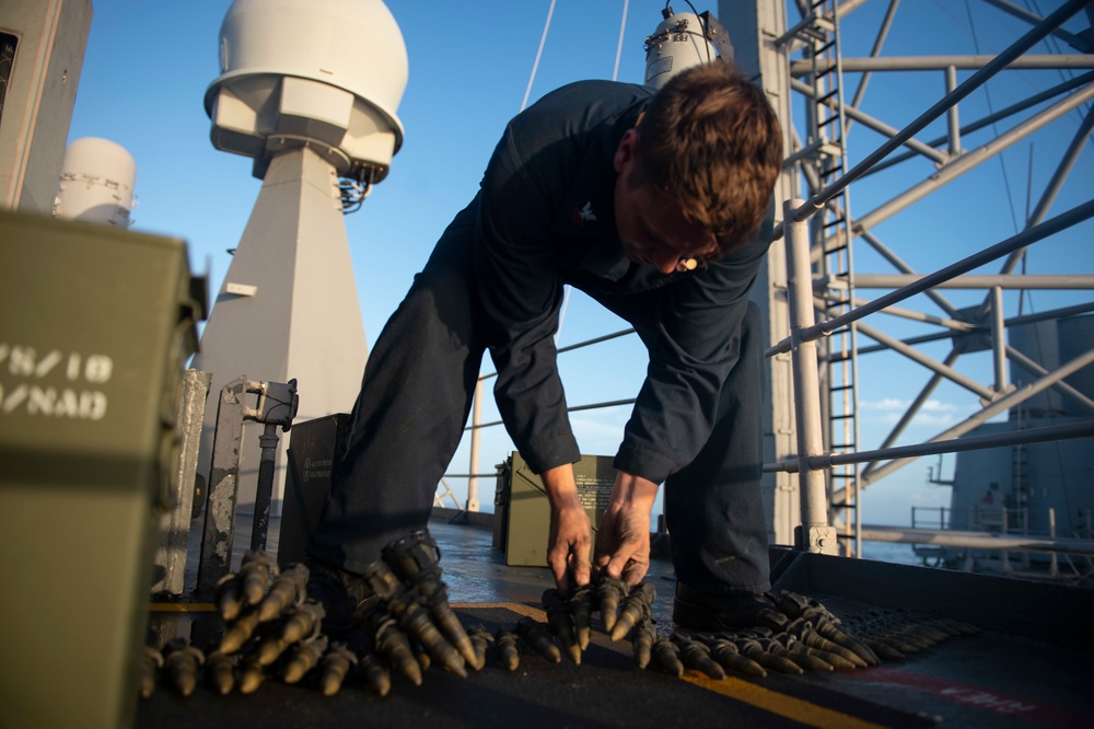 Sailors Aboard USS San Jacinto Conduct CIWS Maintenance