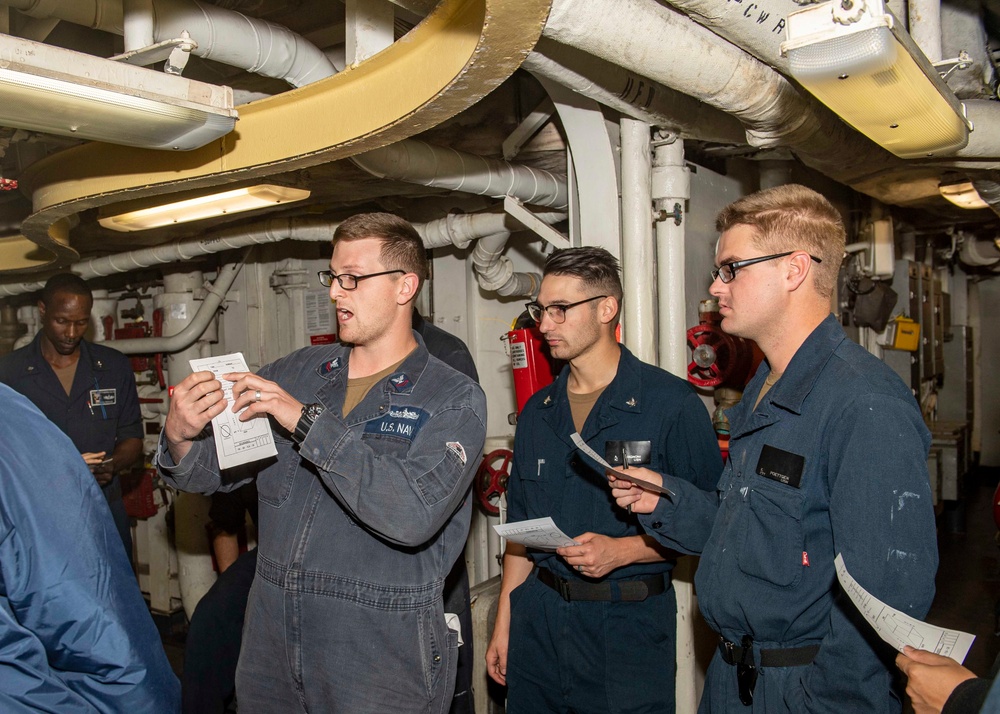 USS Normandy Sailors Conduct Damage Control Training