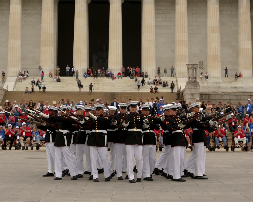 U.S. Marine Corps Silent Drill Platoon Performs for Honor Flight