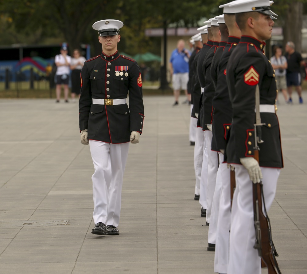 U.S. Marine Corps Silent Drill Platoon Performs for Honor Flight