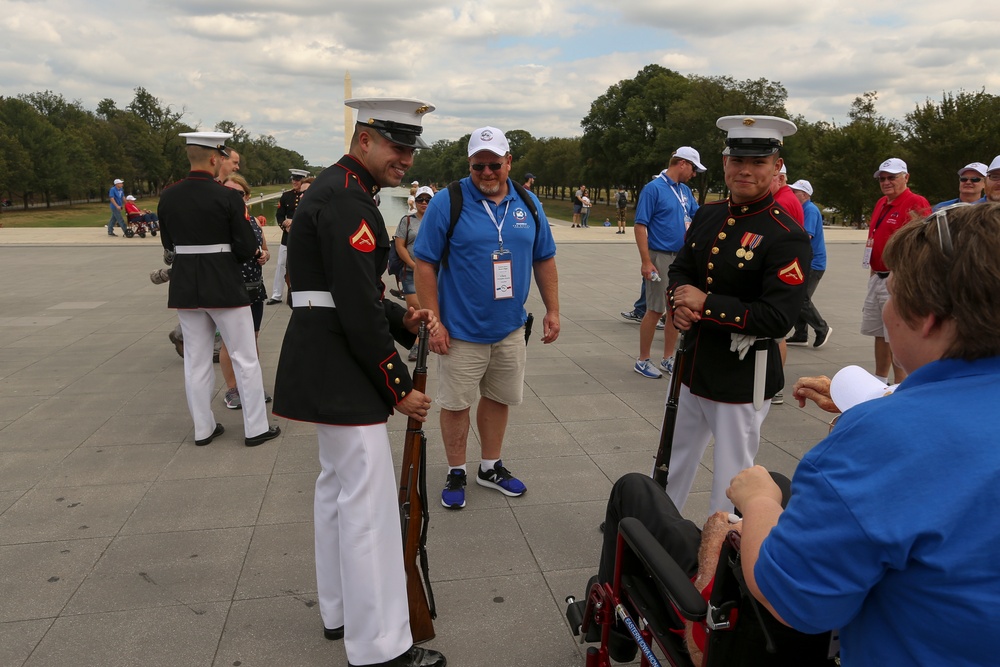 U.S. Marine Corps Silent Drill Platoon Performs for Honor Flight