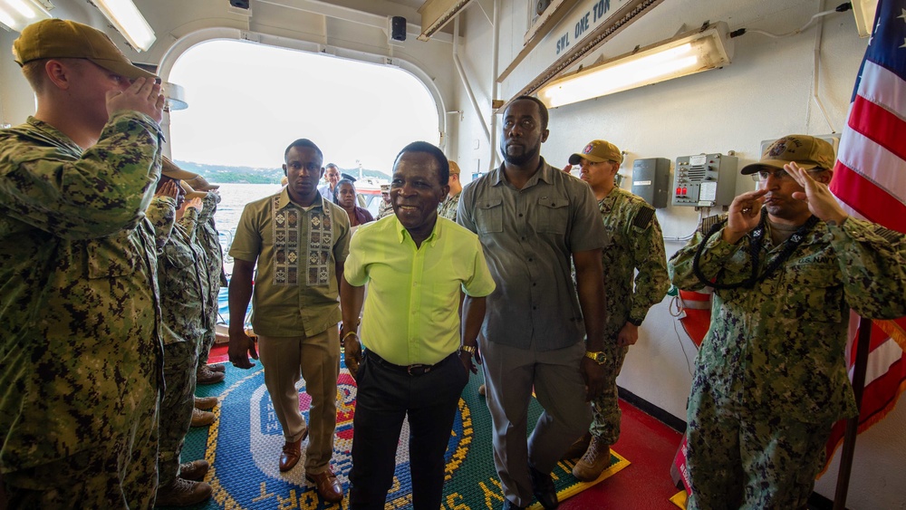 Grenada Prime Minister Keith Mitchell takes a tour of Comfort