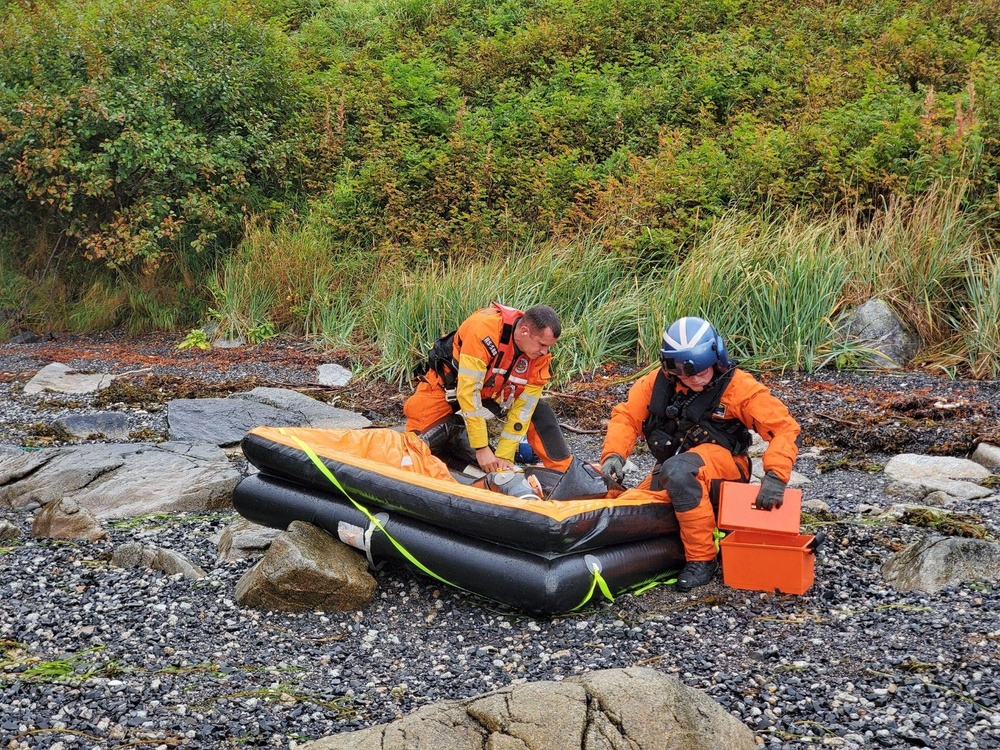 Coast Guard aircrew rescues hunter after vessel sinks in Three Saints Bay, Alaska