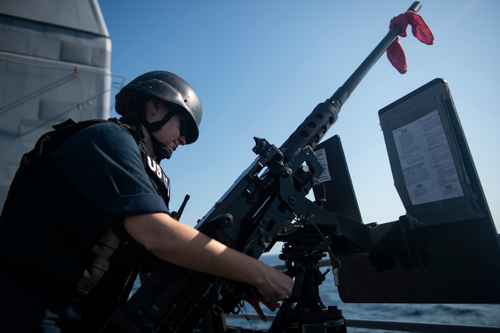 USS San Jacinto Sailors Practice Weapon Manuvering