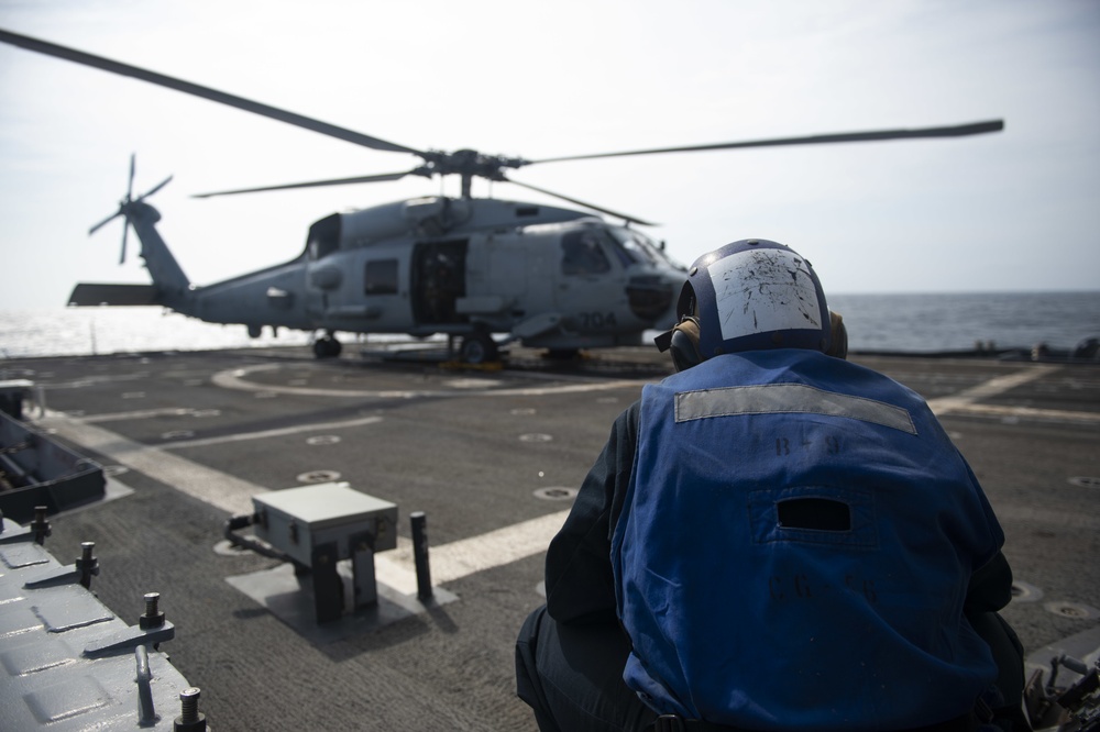 USS San Jacinto Sailors Conduct Flight Operations