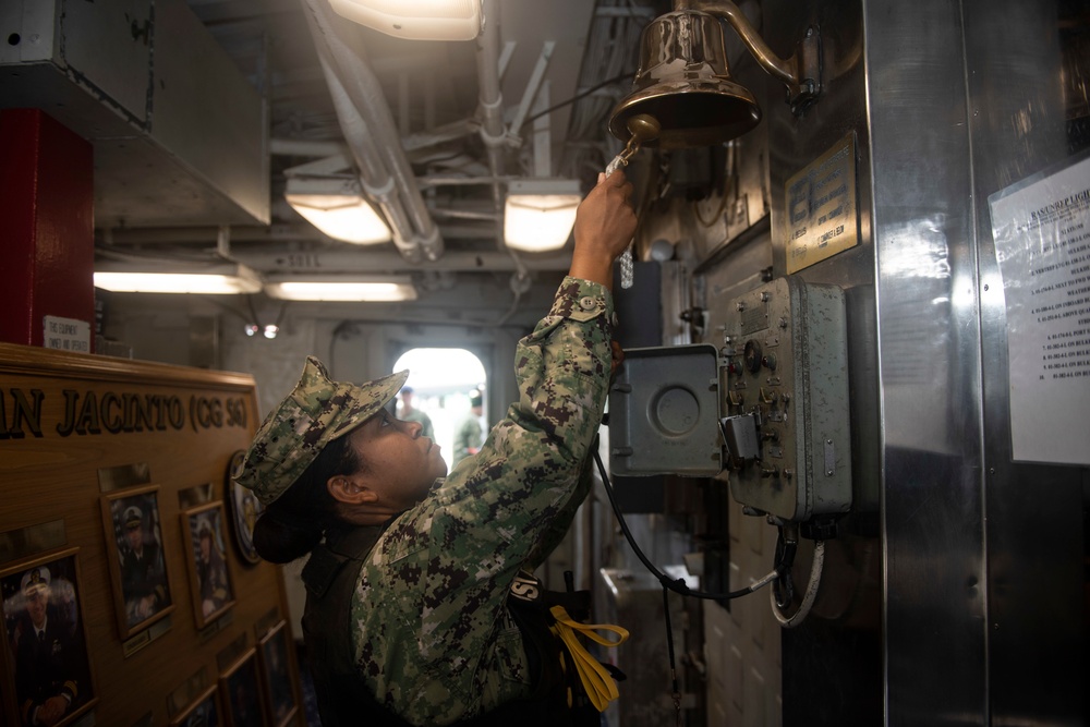 USS San Jacinto Sailors Stand Watch
