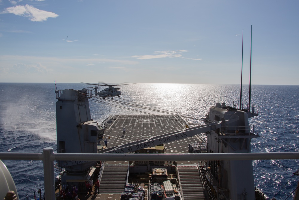 US Marines test helicopter landings aboard USS Carter Hall in Latin America