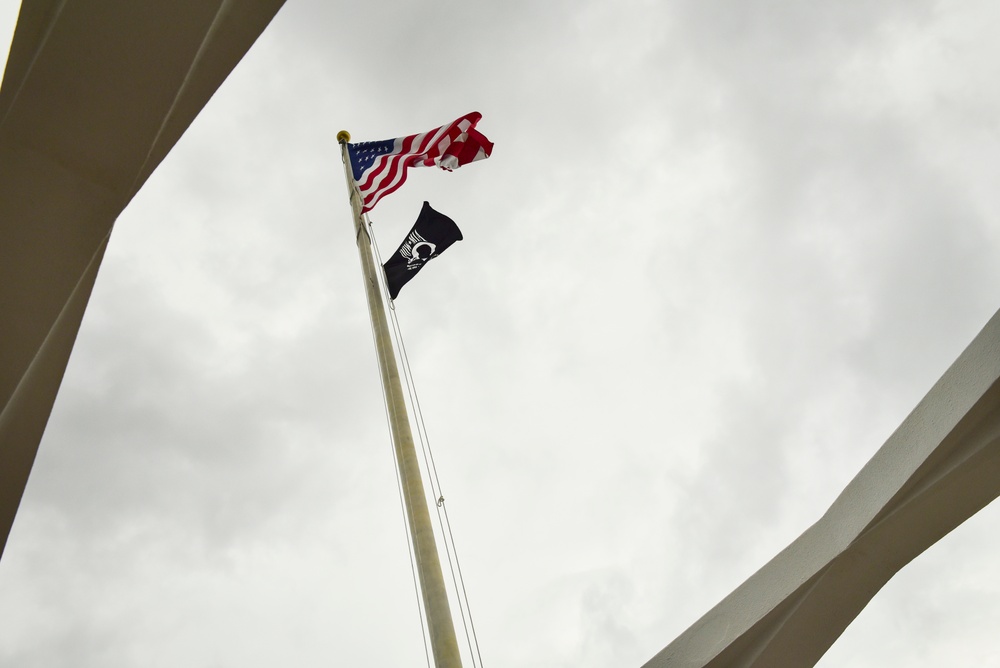 POW/MIA flag flies over USS Arizona Memorial