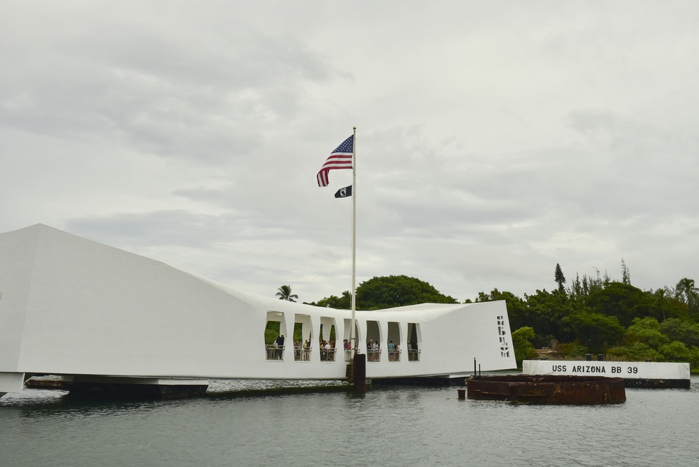 POW/MIA flag flies over USS Arizona Memorial