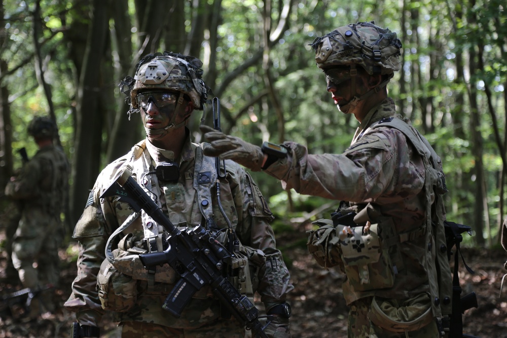 U.S. Soldiers determine defense positions during Saber Junction 19