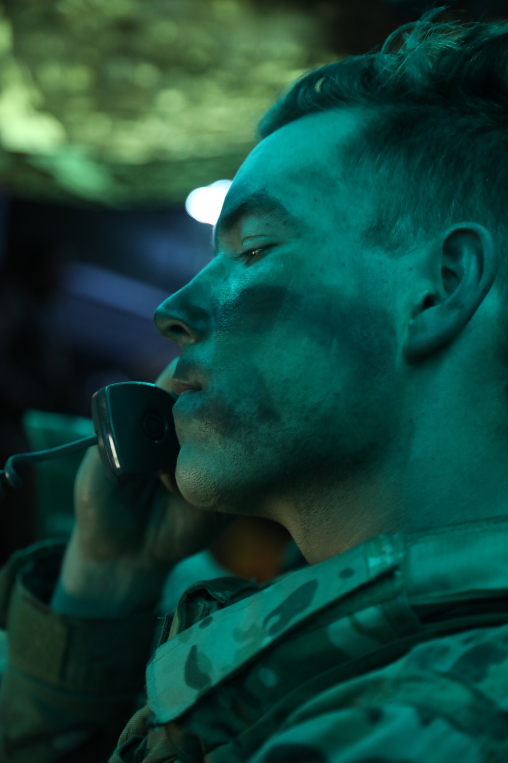 A U.S. Soldier communicates via radio during Saber Junction 19