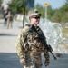 Soldier Watches Crowd