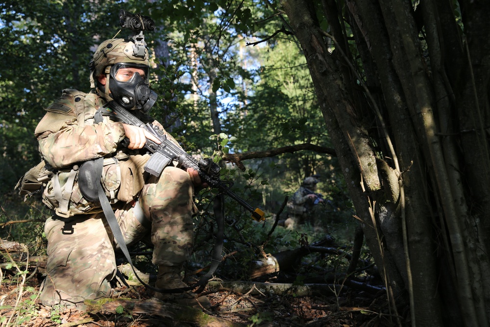 U.S. Soldiers provide security during Saber Junction 19