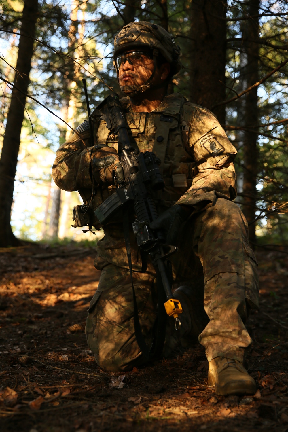 U.S. Army Sgt. Angel Hernandez provides security during Saber Junction 19