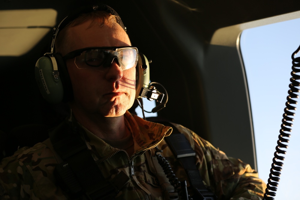 A U.S. Soldier participates in a flight mission during Saber Junction 19