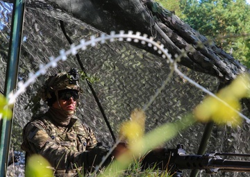 A U.S. Soldier with 173rd Airborne Brigade provides security during Saber Junction 19