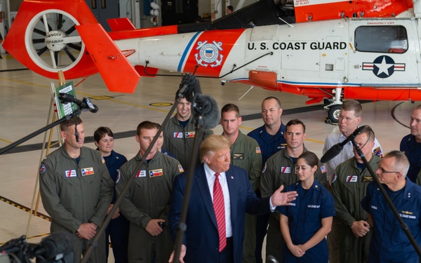 President Donald Trump visits Coast Guard Air Station Houston-Galveston