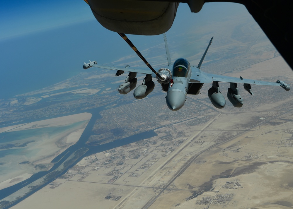 908th EARS provide refueling to Desert Falcon, Growlers, Rafales, Raptors