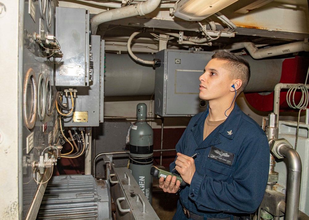 USS Normandy Sailor takes Distilling Plant Readings
